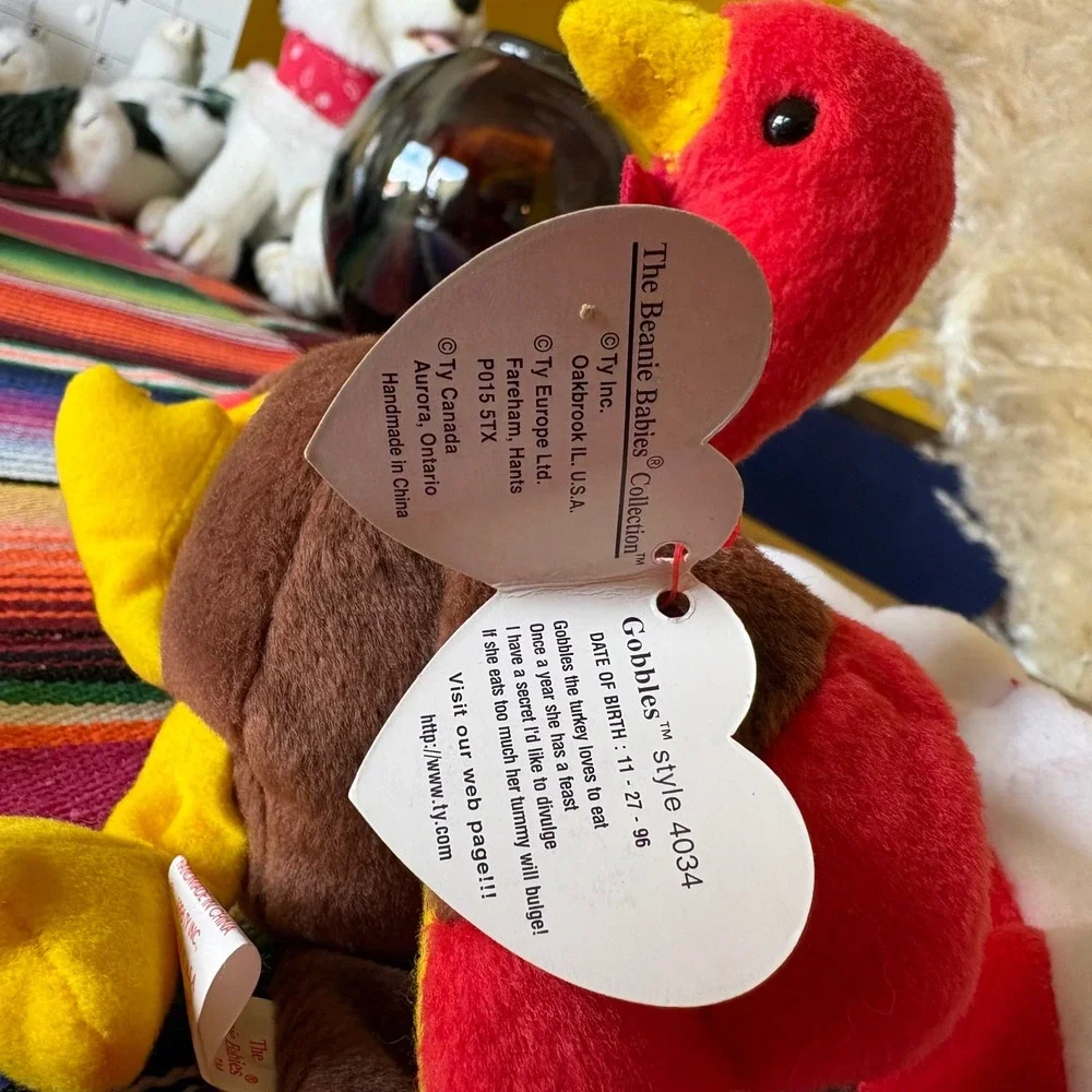 Ty Beanie Baby Gobbles the Turkey 1996 Vintage Plush Style 4034 with Tags